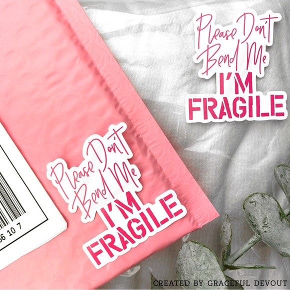 Please Don’t Bend Me I’m FRAGILE - 2" (inches) (Pink Sticker) (96ct.)  [GD62-96] - Picture 4 of 4